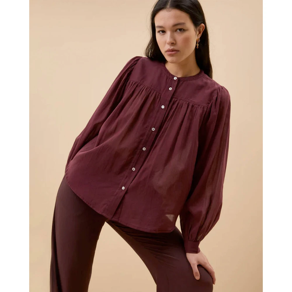 By-Bar Voile Blouse Lange Mouw Meggie Purple Dames
