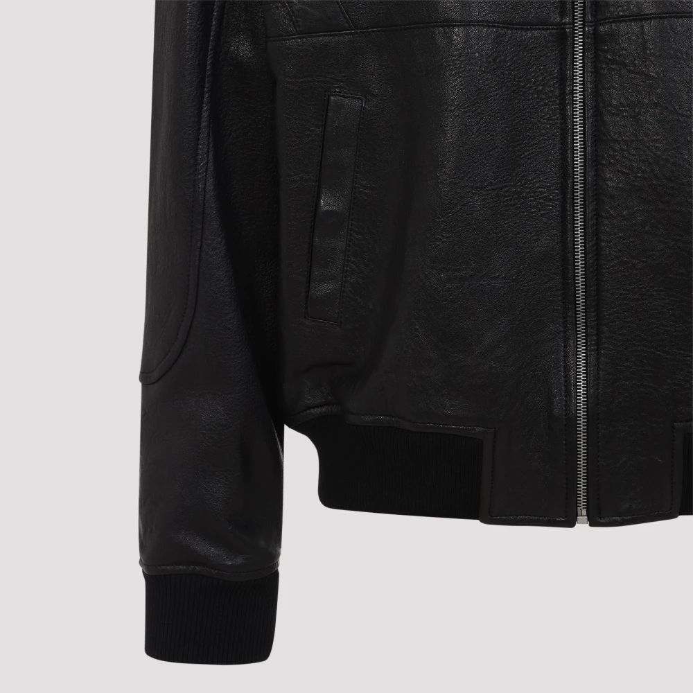 Saint Laurent Zwarte leren jas voor heren Black Heren