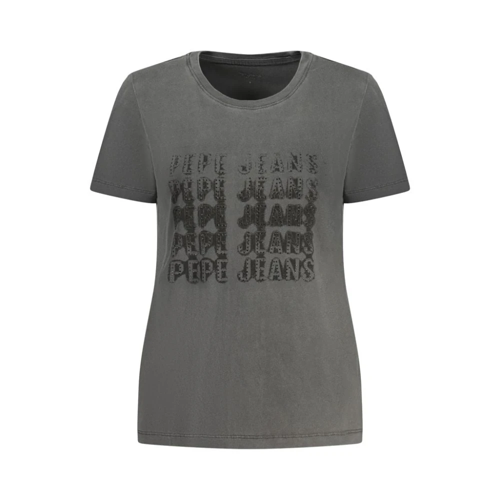 Pepe Jeans Women's Black T-Shirts, Xs, Crew Neck Short-Sleeved T-Shirt