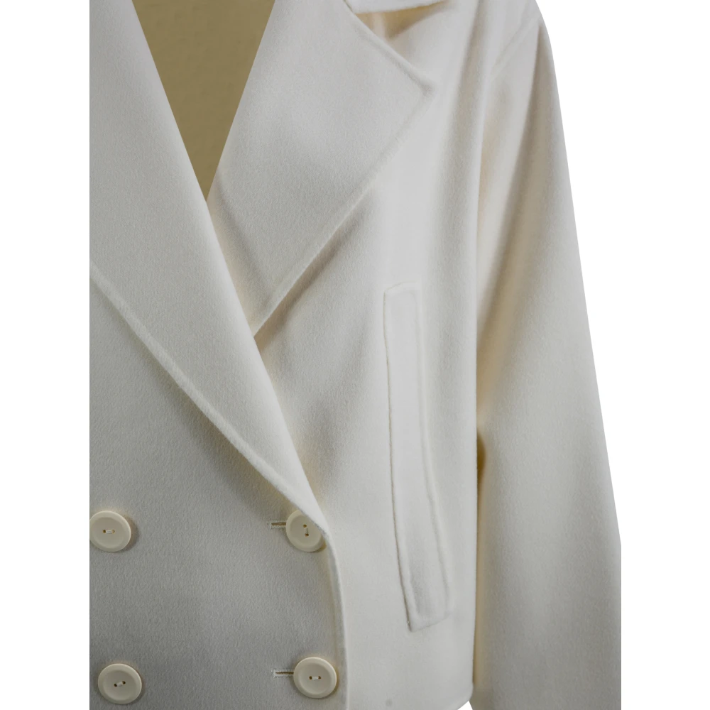 Max Mara Studio Celso Dubbelbreasted Jas White Dames