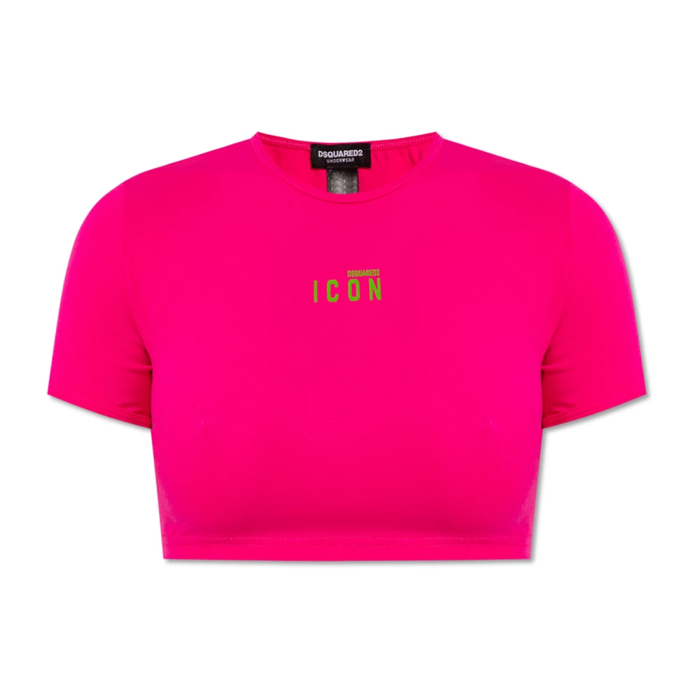 Dsquared2 Cropped T-shirt with logo Pink Dames