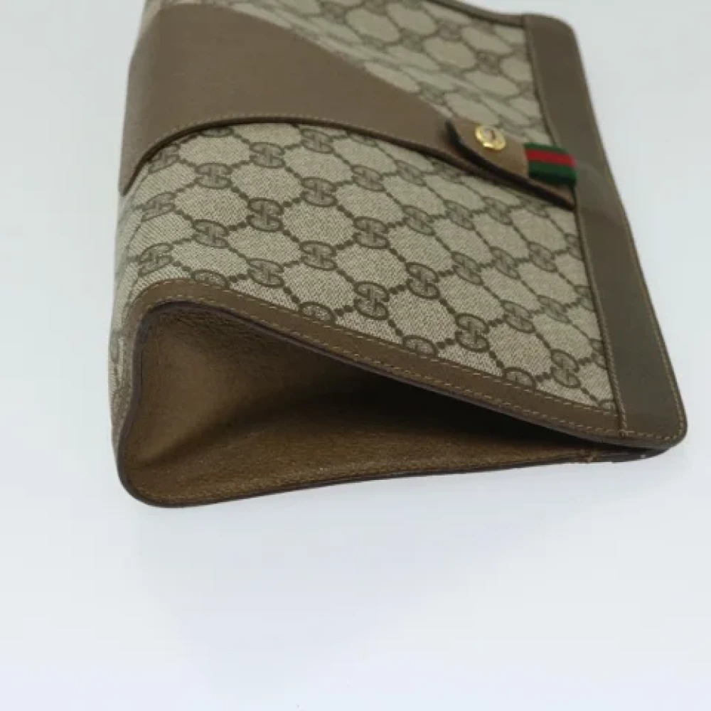 Gucci Vintage Pre-owned Leather clutches Beige Dames