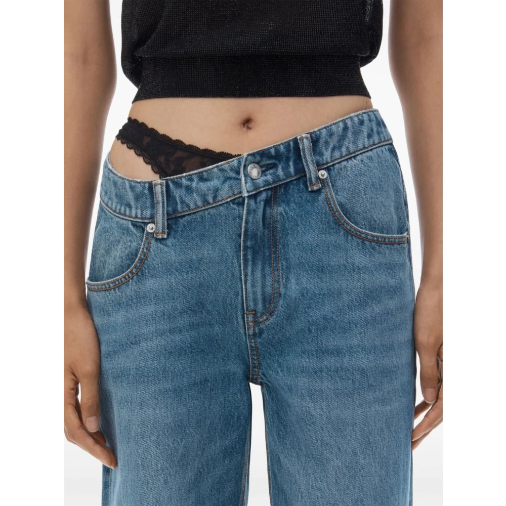 alexander wang Blauwe Denim Jeans met Kantdetail Blue Dames