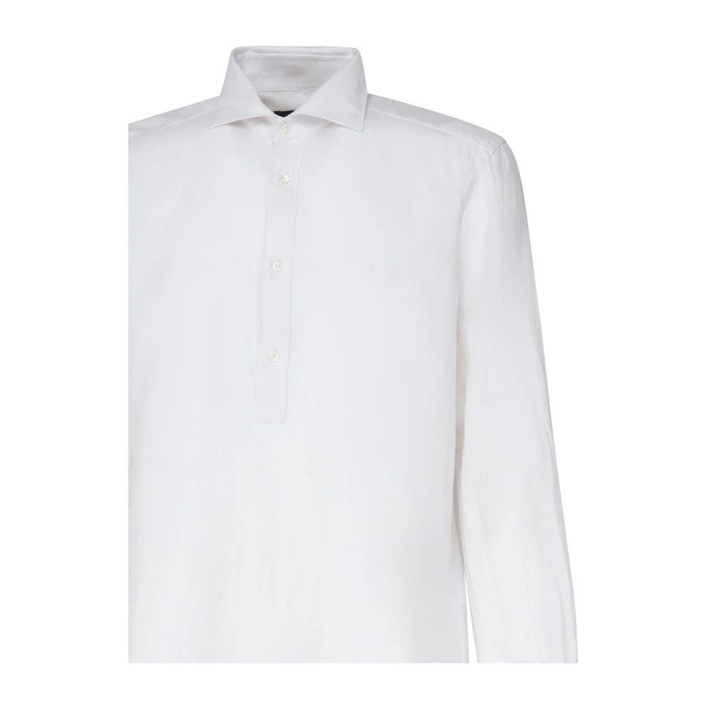 Fay Witte Polo Shirt Katoen Linnen Mix White Heren
