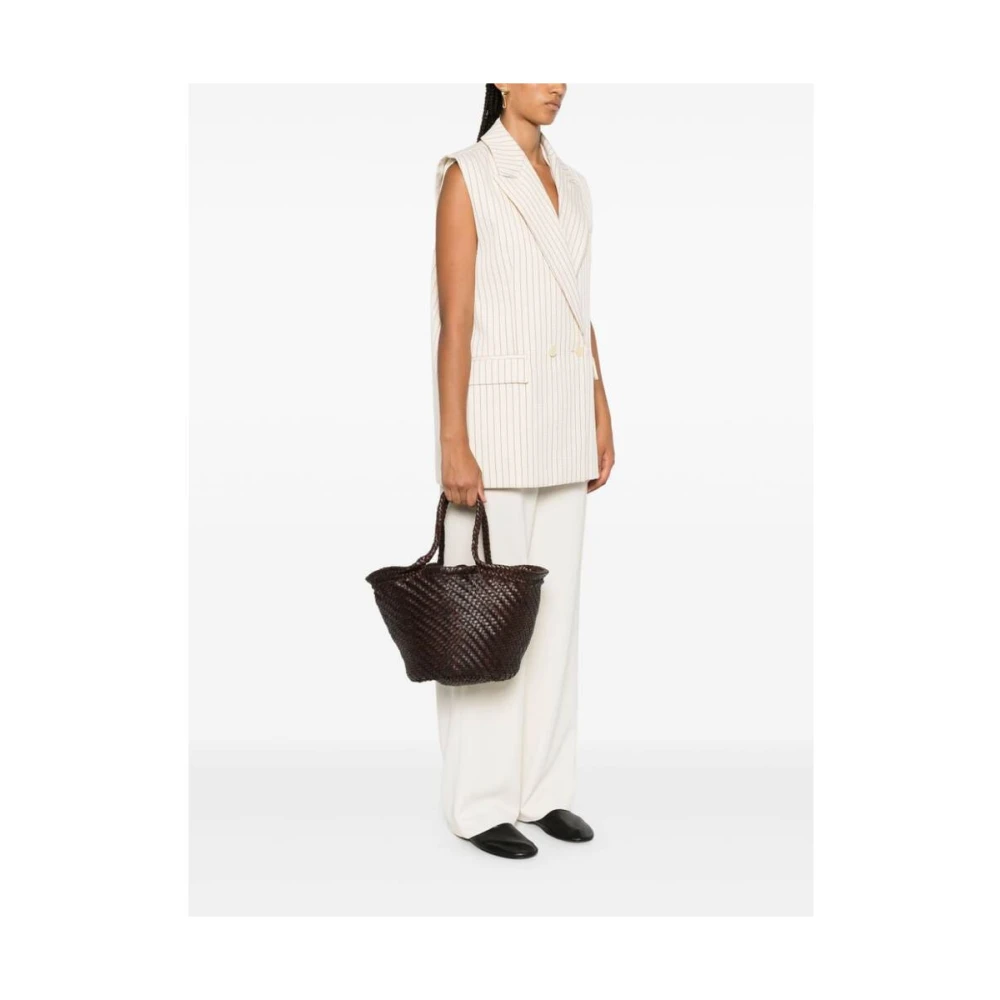 Dragon Diffusion Bruin Leren Mand Weefsel Tote Tas Brown Dames