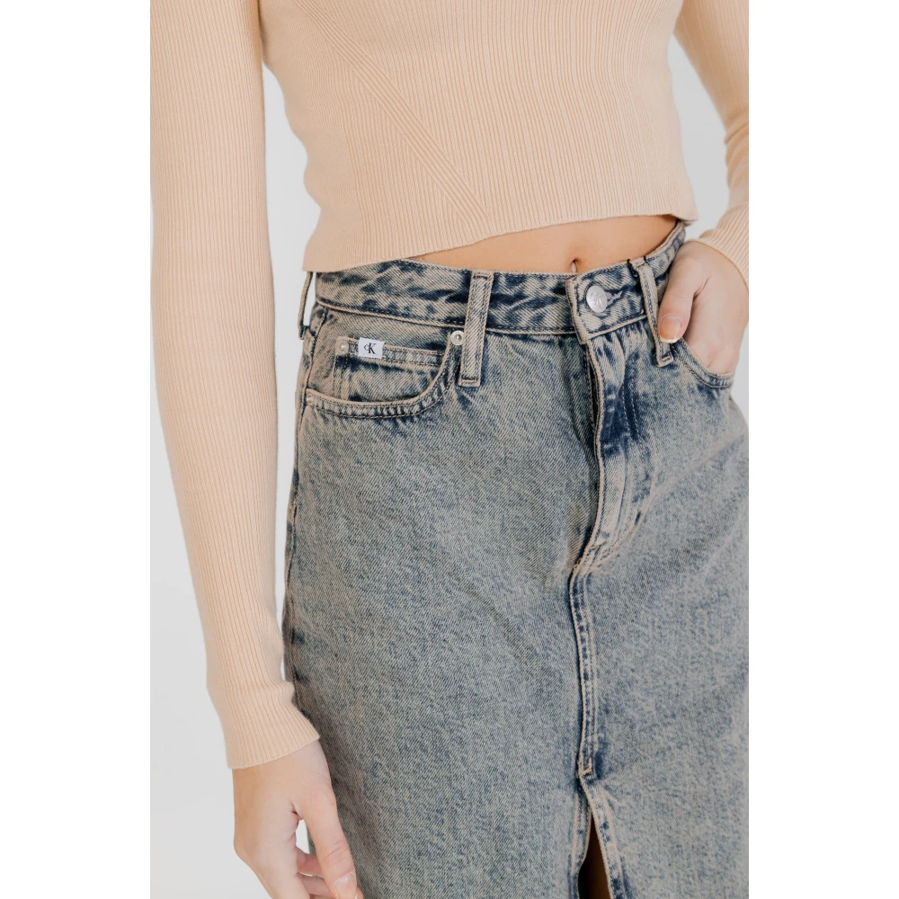 Calvin Klein Jeans Hoge taille spijkerrok blauw Blue Dames