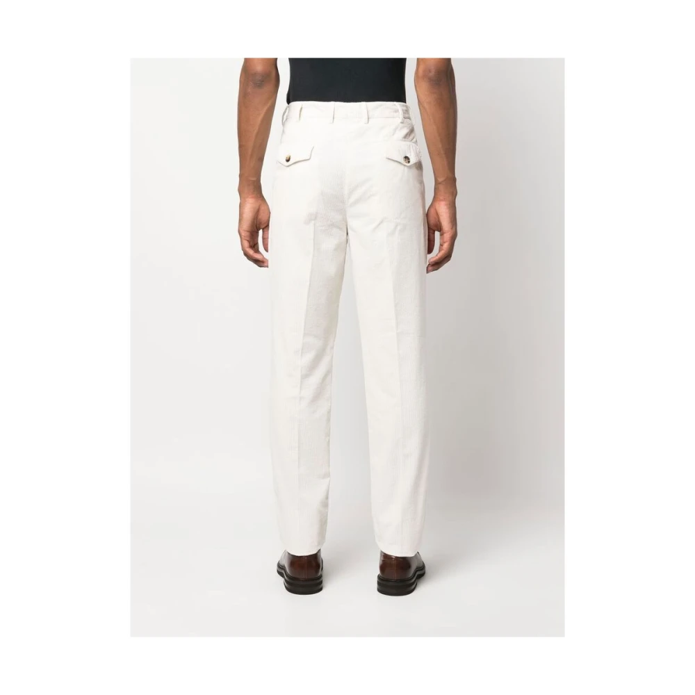 BRUNELLO CUCINELLI Katoenen Corduroy Tapered Leg Broek White Heren