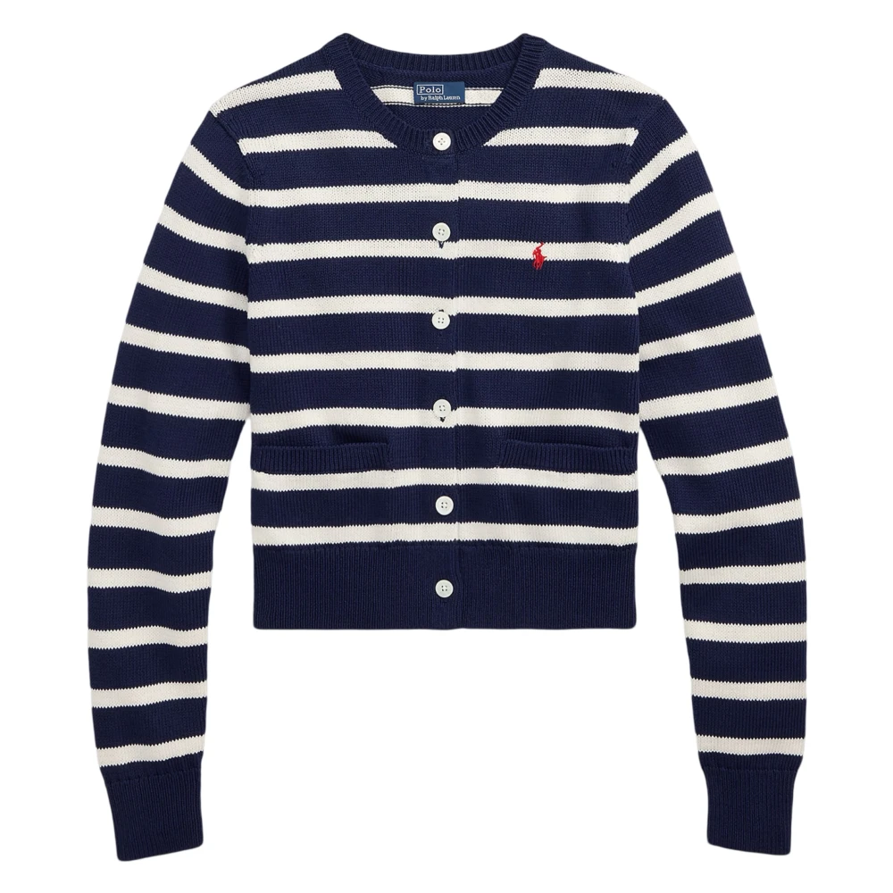 Polo Ralph Lauren Gestreepte katoenen vest met ponyborduursel Blue Dames