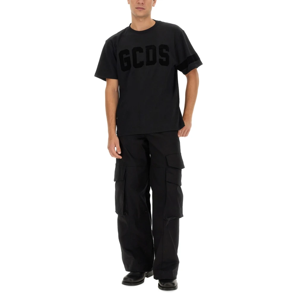 Gcds Cargo Broek Regular Fit Katoen Elastaan Black Heren