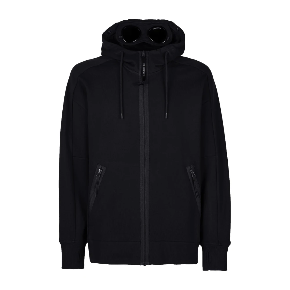 C.P. Company Diagonal Fleece Goggle Hoodie Black Heren