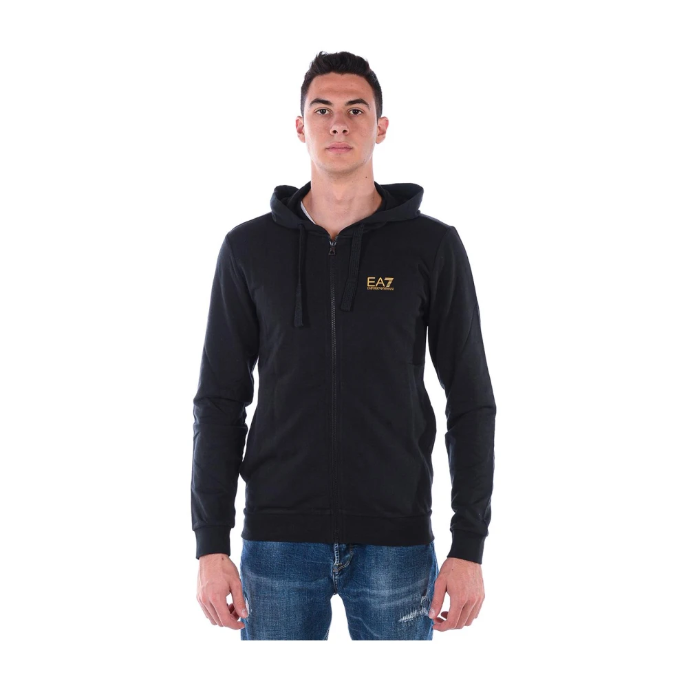 Emporio Armani Ea7 Svart Zip-Through Sweatshirt Hoodie