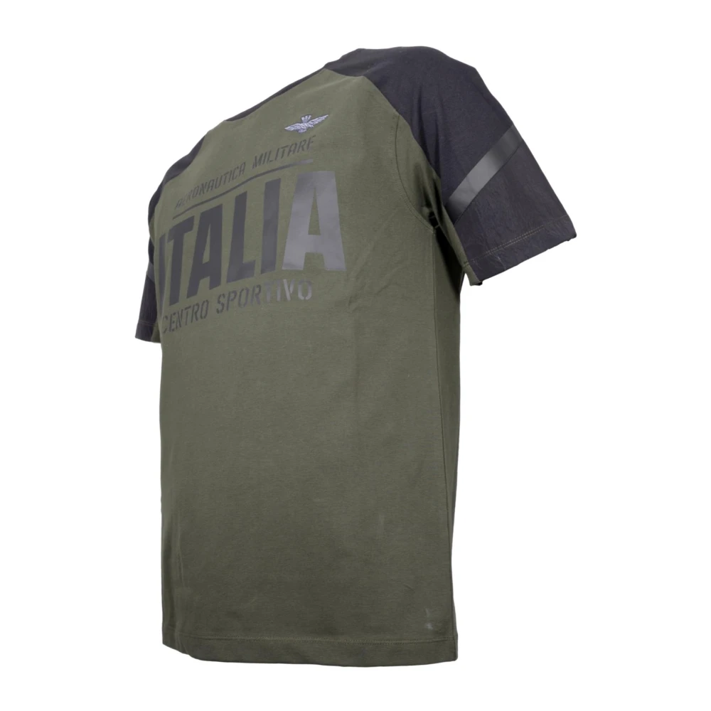 aeronautica militare Groen Sport T-shirt met Technische Details Green Heren