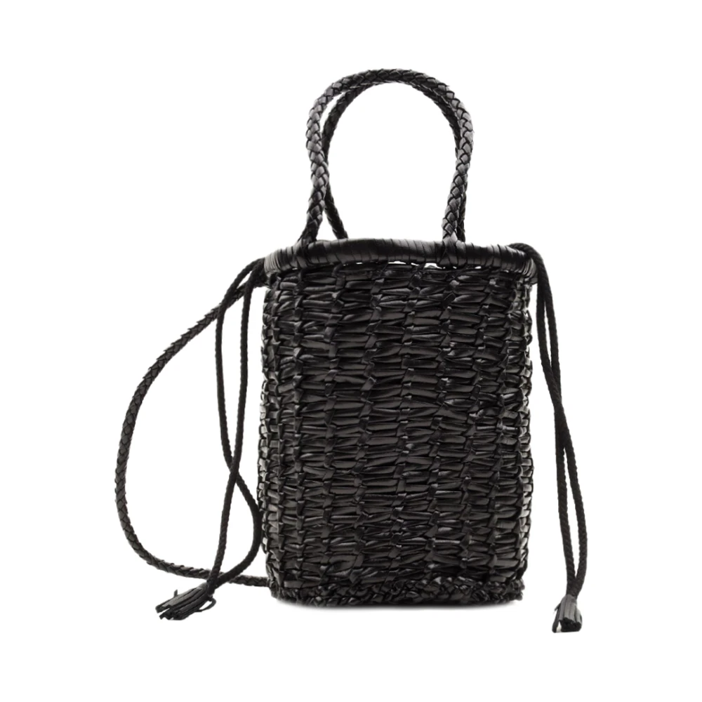 Dragon Diffusion Black Bucket Bags, Female, One Size, Handwoven Leather Mini Bag