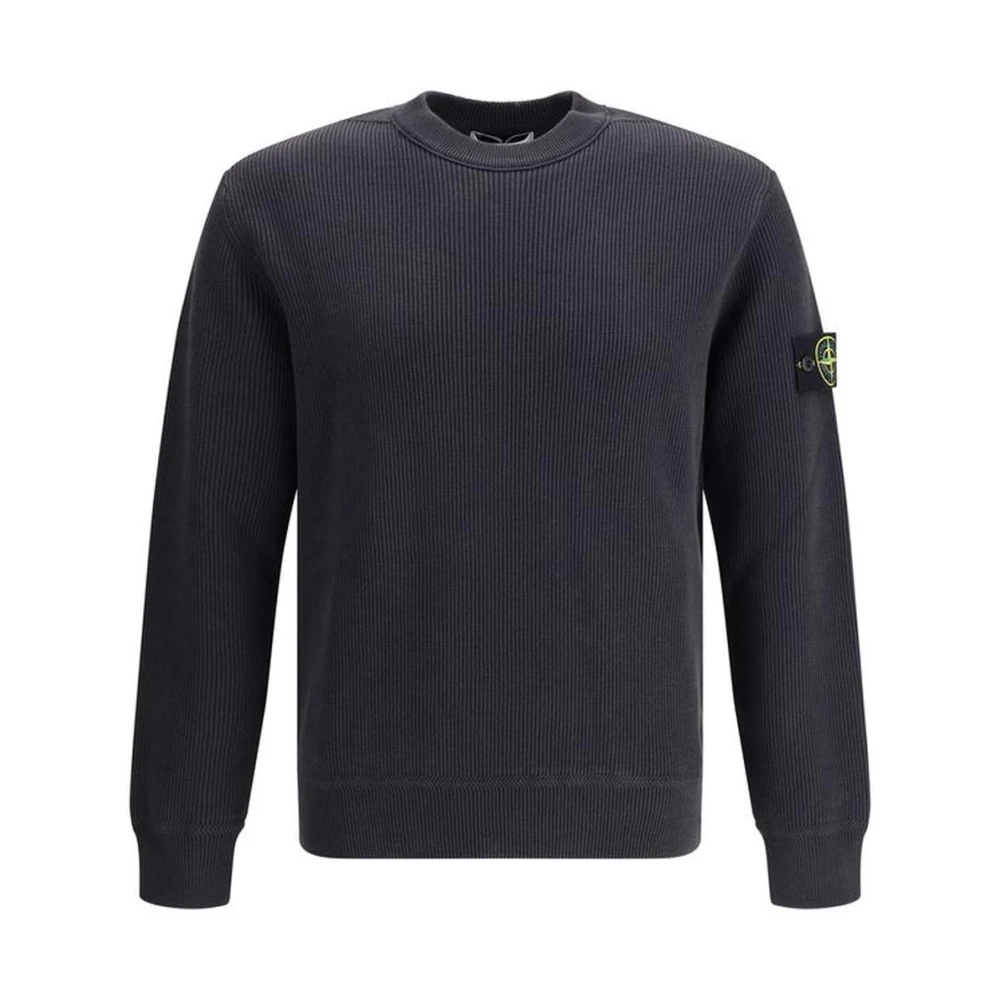 Stone Island Monogram Patch Katoenen Trui Black Heren