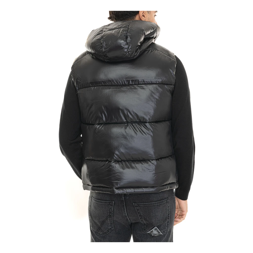 Save The Duck Gewatteerd Dexter Vest met Capuchon en Glanzend Effect Black Heren
