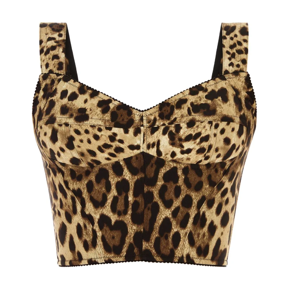 Dolce & Gabbana Silk Blend Printed Stretch Bodice Top - Female - Sleeveless Tops - Multicolor - Xs - Tops