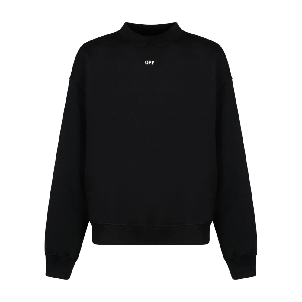 Off White Svart Bomull Logo Print Sweatshirt Black, Herr