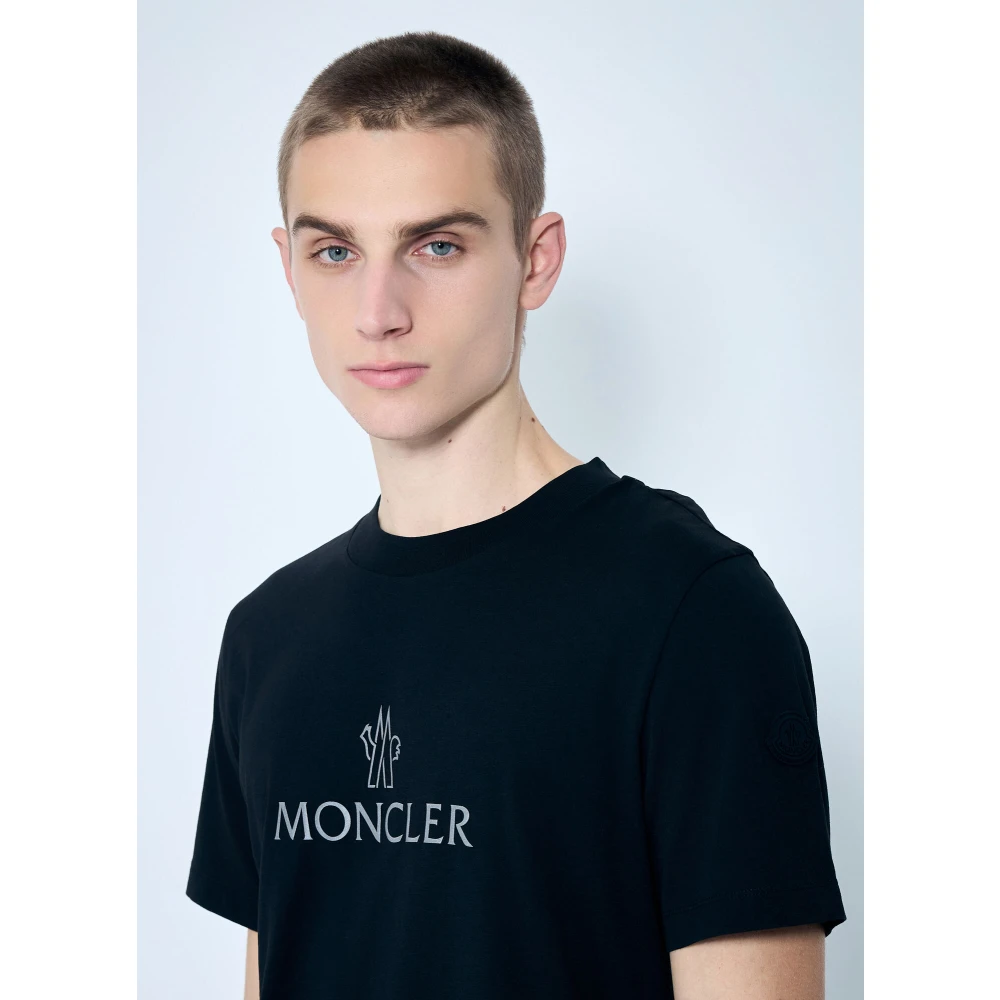 Moncler Katoenen Jersey Logo Applique T-Shirt Black Heren