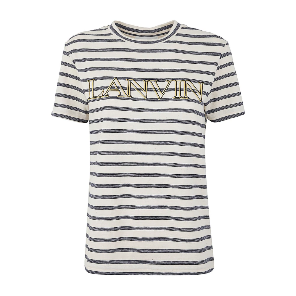 Lanvin Klassieke Tee-Shirt in Ecru Blauw Beige Dames