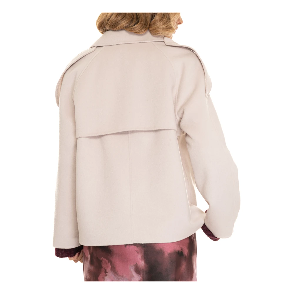 Liu Jo Dubbelbreasted Caban Jas met Logo Beige Dames