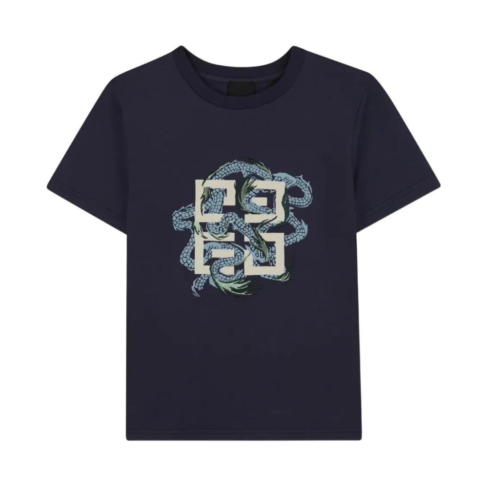 Givenchy Boys Blue Dragon Print T-Shirts And Polos