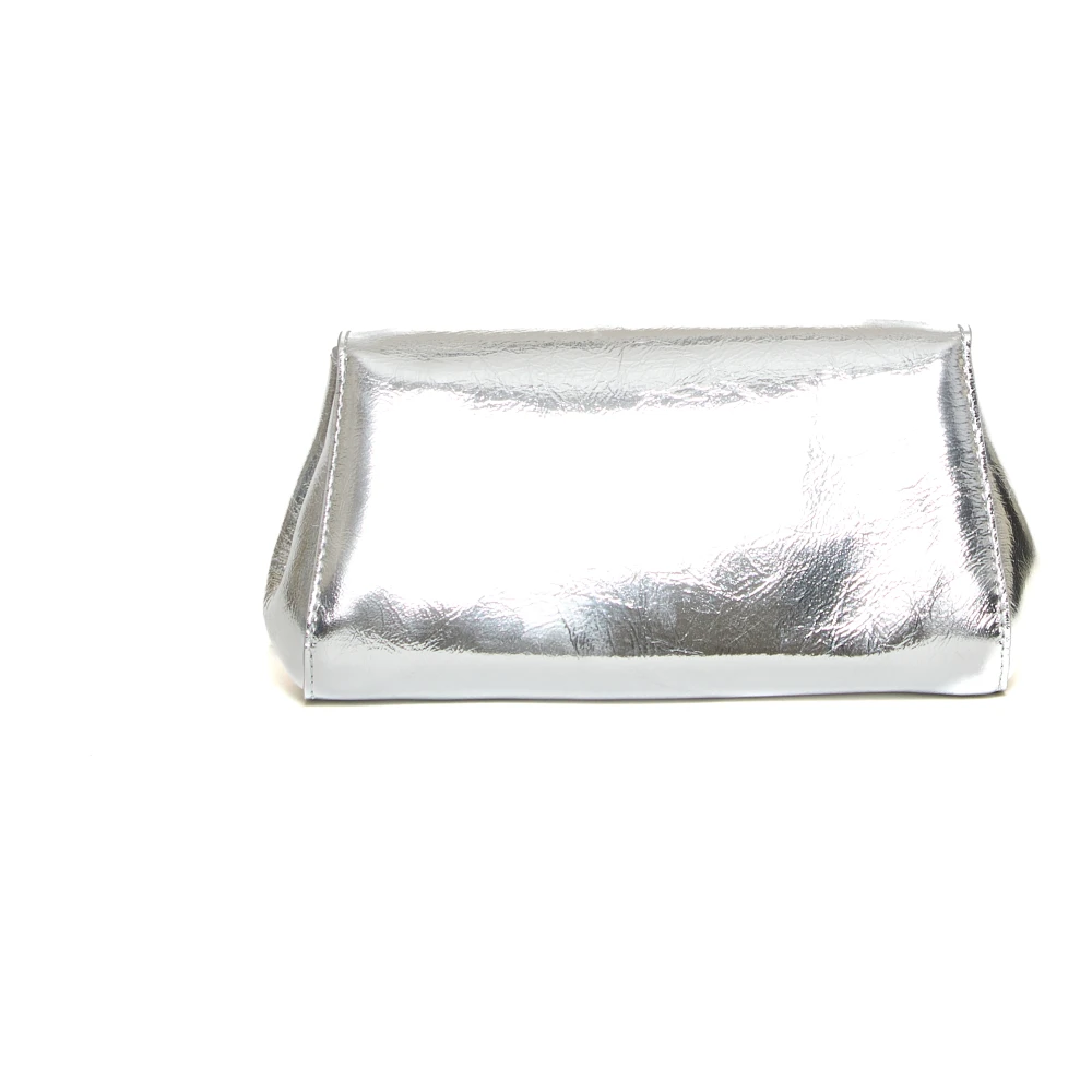 Orciani Metallic Leren Handtas Elegantie Gray Dames