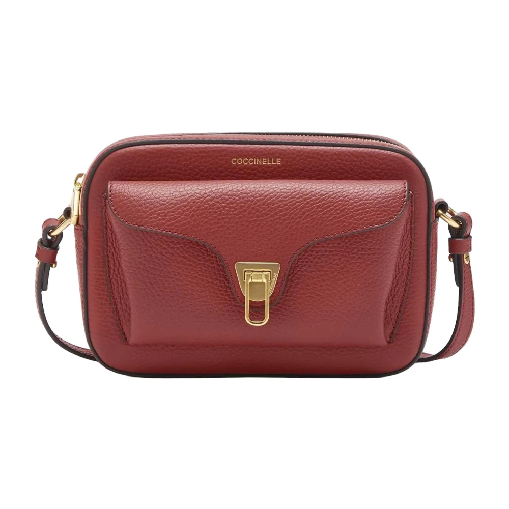 Coccinelle Bruine Leren Schoudertas met Iconische Sluiting Brown Dames