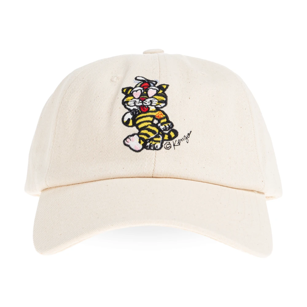 Kenzo Unisex Beige Embroidered Patch Cap