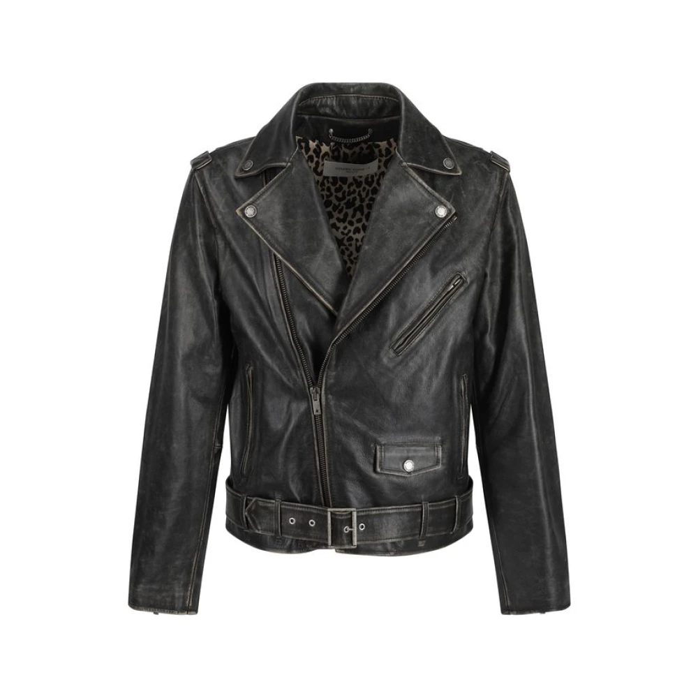Golden Goose Vintage Biker Leren Jas Black Heren