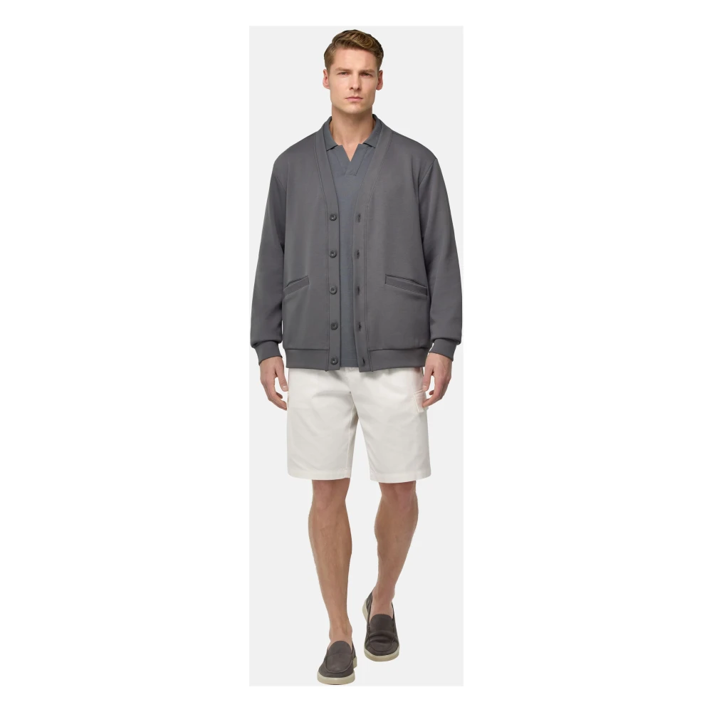 Boggi Milano Katoenen Cardigan Sweater Gray Heren