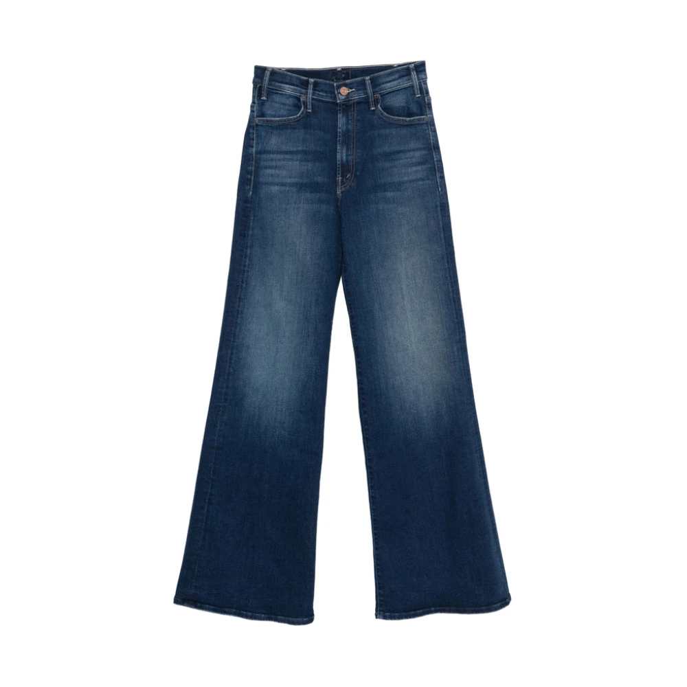 Mother Women's Blue Wide Jeans, W27, Hustler Roller Sneak Jean