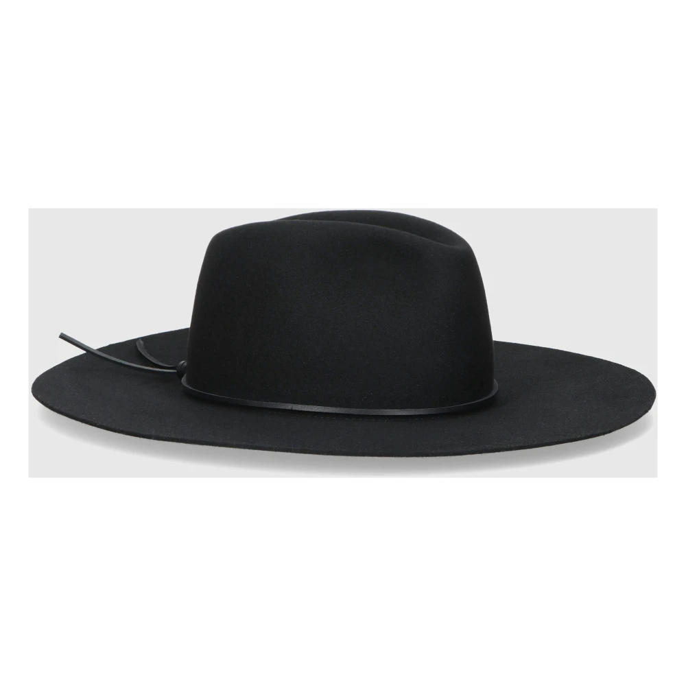 Borsalino Geborsteld Vilt Leren Hoofdband Stijlvolle Hoed Black Heren