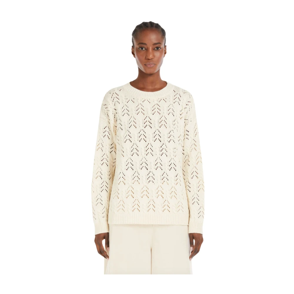 Max Mara Ecru Katoenen Trui Teramo Stijl Beige Dames