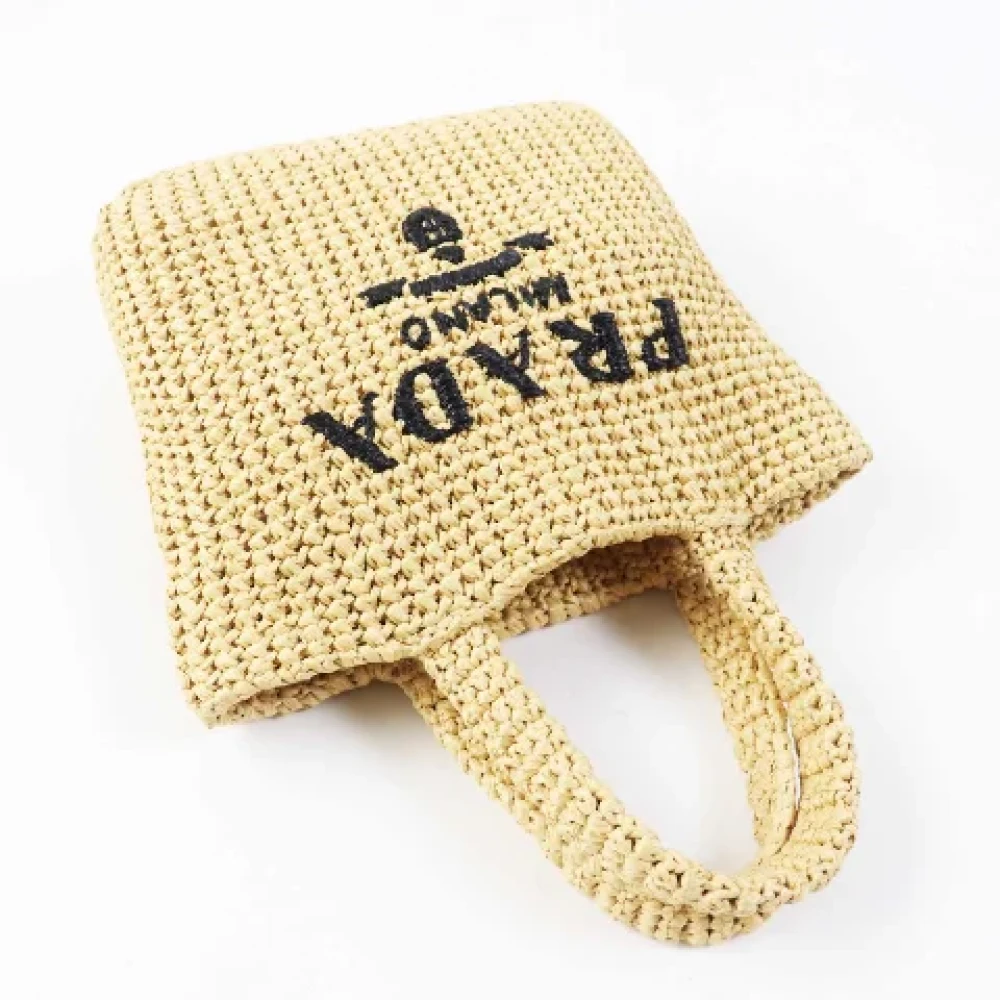 Prada Vintage Pre-owned Raffia prada-bags Beige Dames
