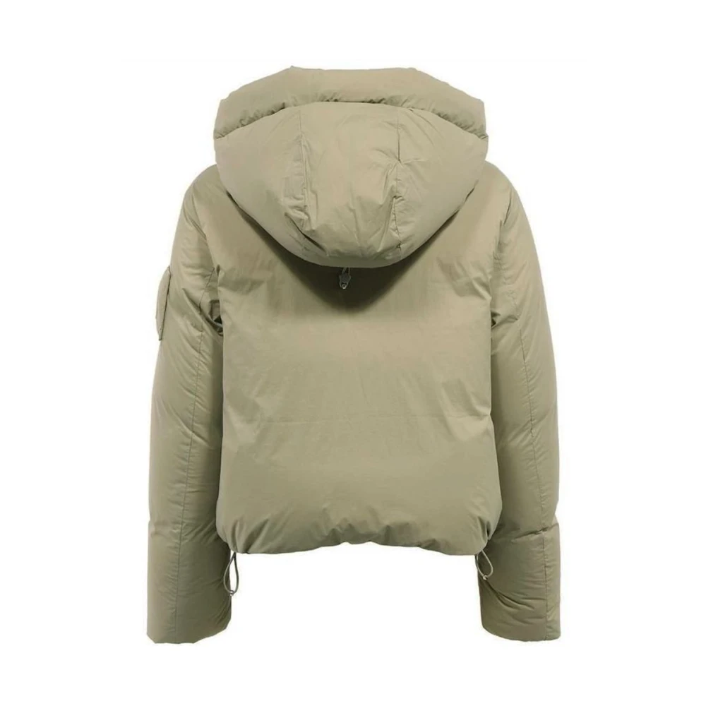 Moose Knuckles Korte Nylon Donsjas met Capuchon Green Dames