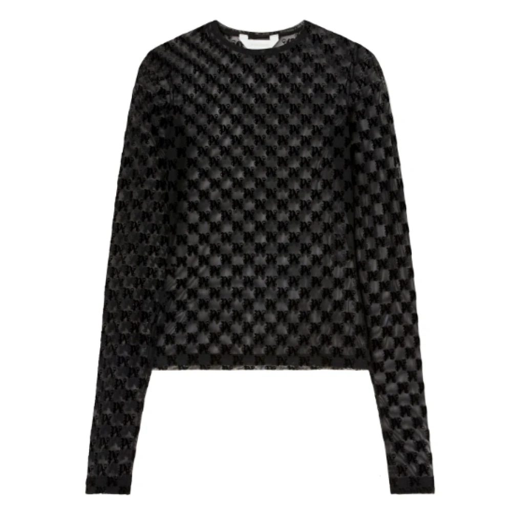 Palm Angels Zwart Monogram Trui Ronde Hals Black Dames