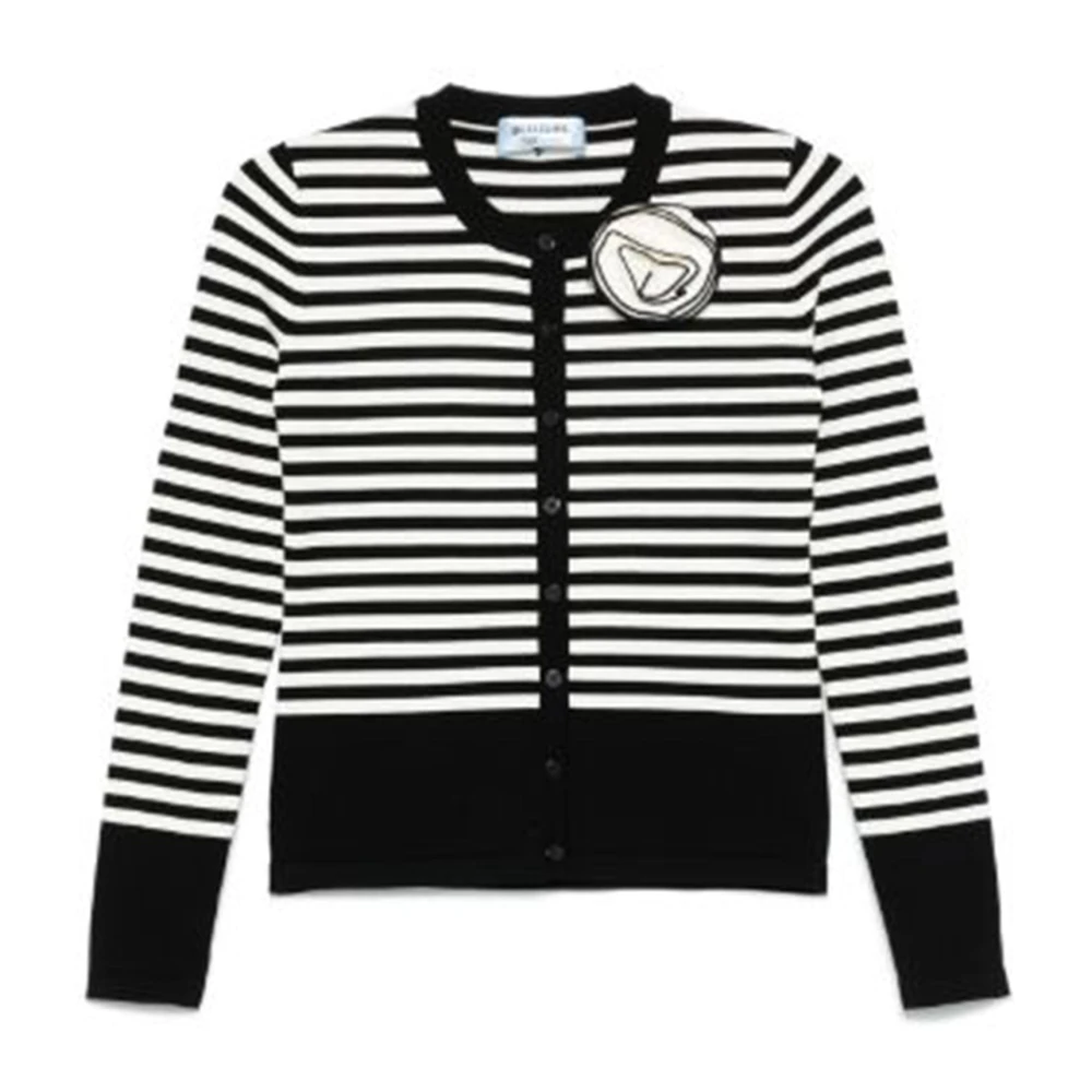 Blugirl Gestreepte Vest met Decoratieve Broche Black Dames