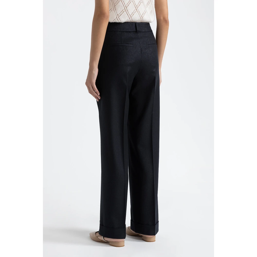 PESERICO Lurex wol flanel klassieke broek Blue Dames