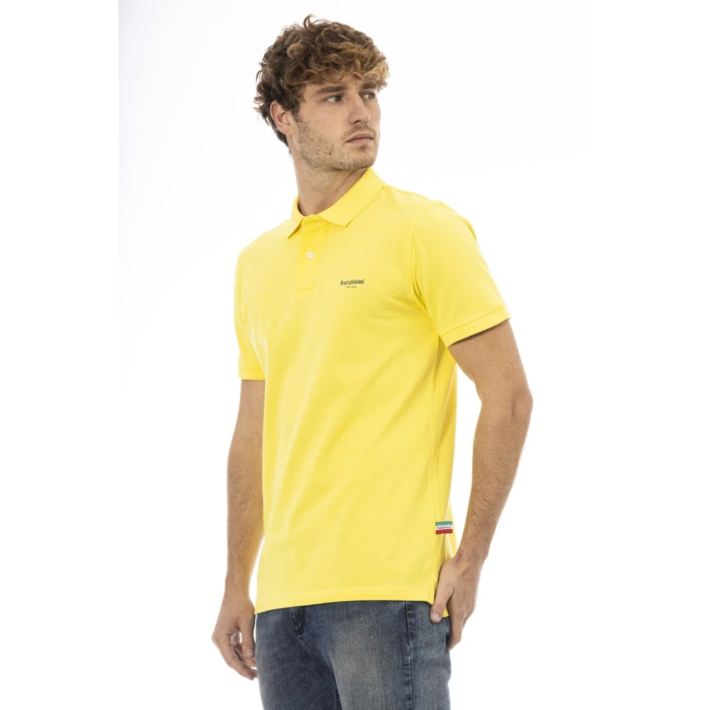 Baldinini Geborduurde Polo Shirts Korte Mouw Yellow Heren