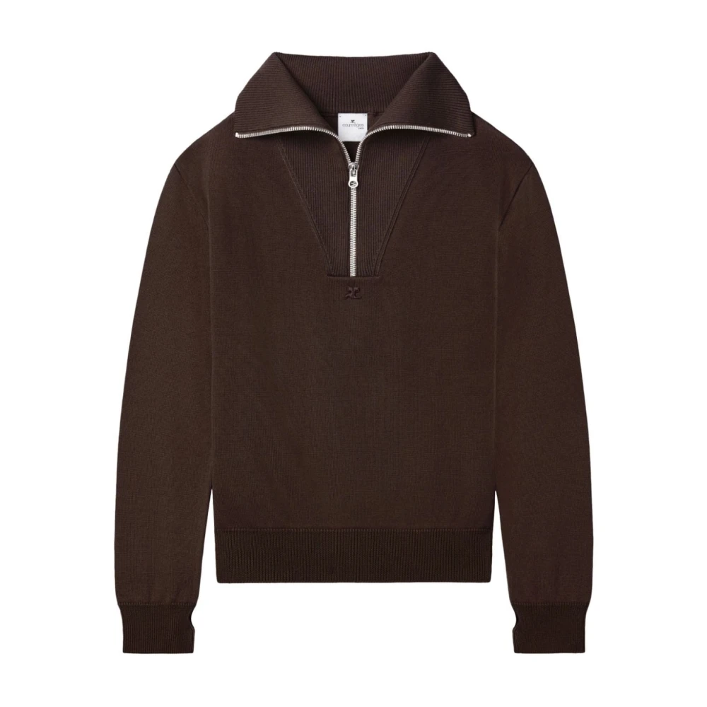 Courrèges Bruine Merinowol Zip Trui Brown Dames