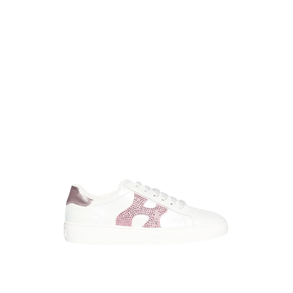 Hogan Girls White Sneakers,, Kids Rhinestone Detail Trainers Size 28 Eu