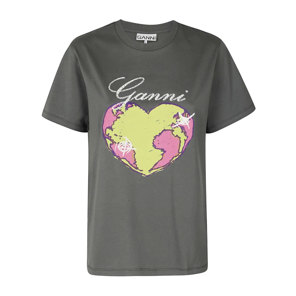 Ganni Hart T-shirt Gray Dames