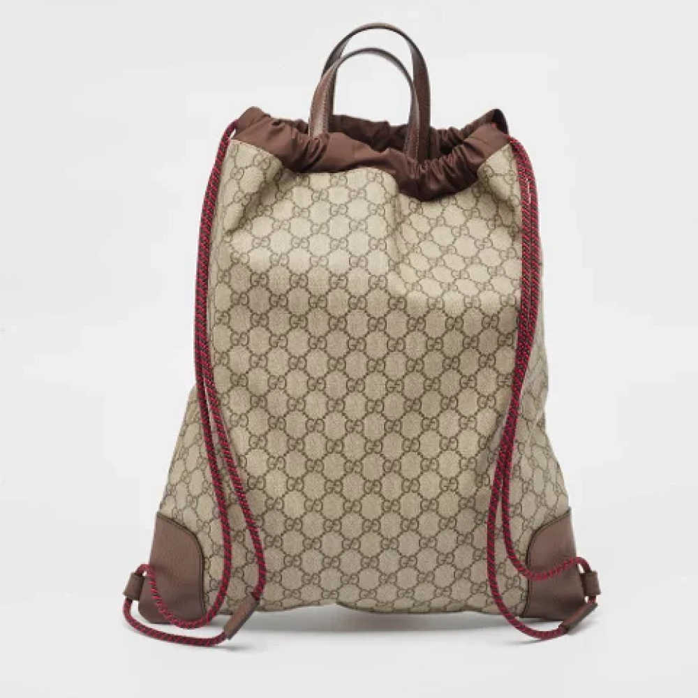 Gucci Vintage Pre-owned Fabric backpacks Beige Dames
