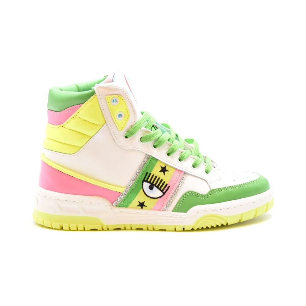 Chiara Ferragni Collection Färgglada läderhöga sneakers Aw22 Multicolor, Dam