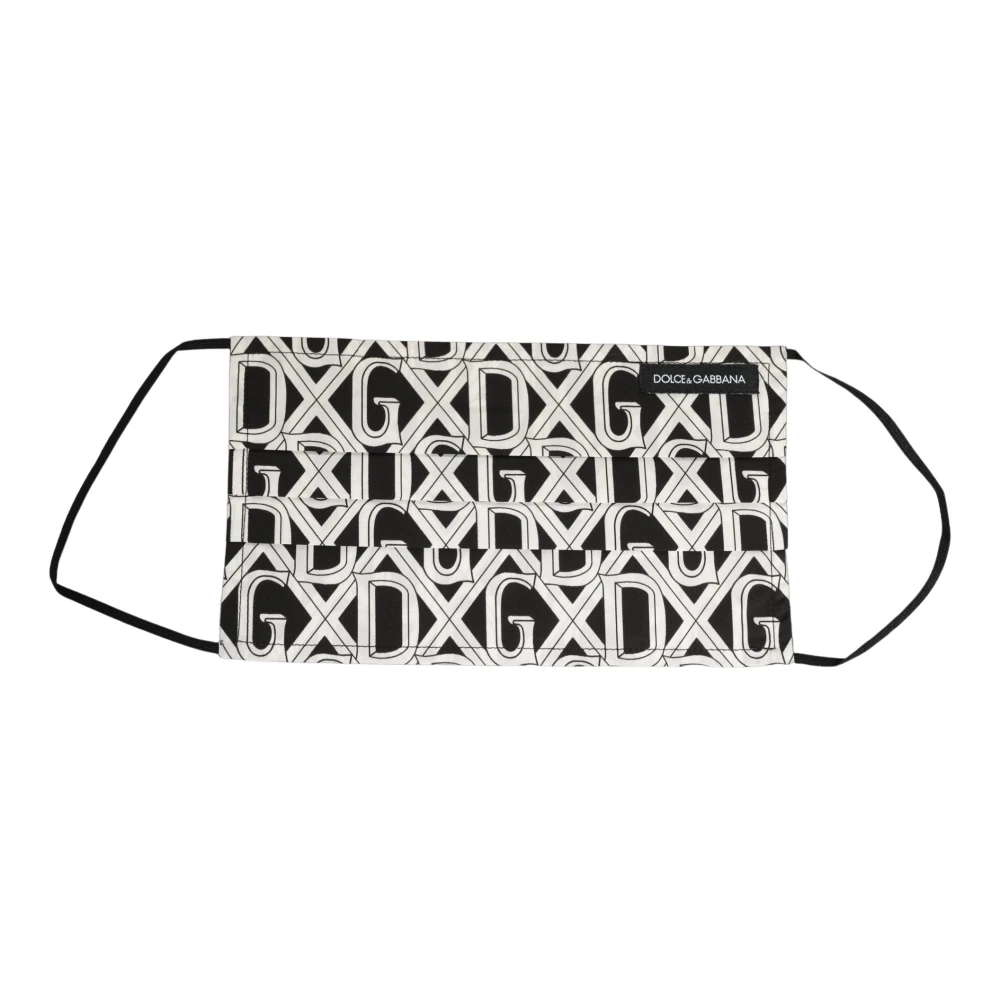 Dolce & Gabbana Black White DG Logo Monogram Elastic Ear Strap Face Mask - Image 2
