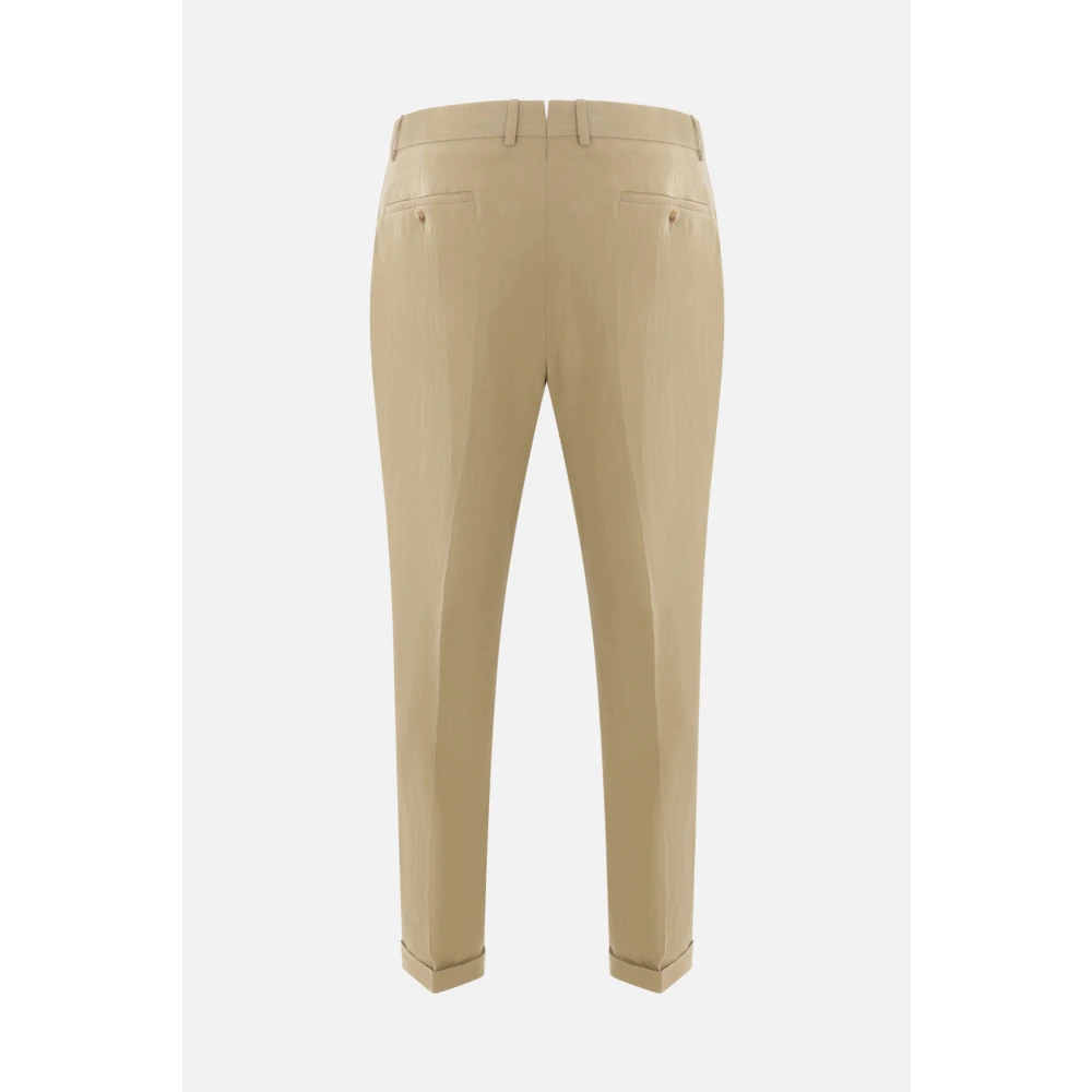 Caruso Beige Linnen Broek in Regular Fit Beige Heren