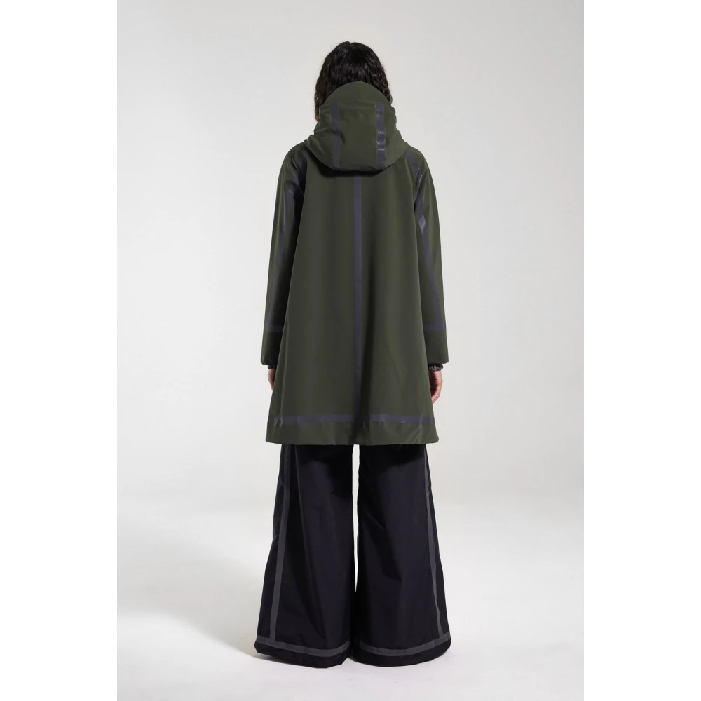 Stutterheim Lichtgewicht A-lijn regenjas met getapete strepen Green Dames