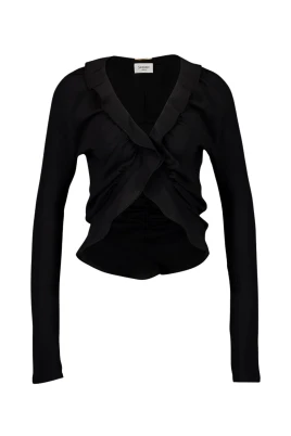 Ruffled Silk Crepe de Chine Blouse