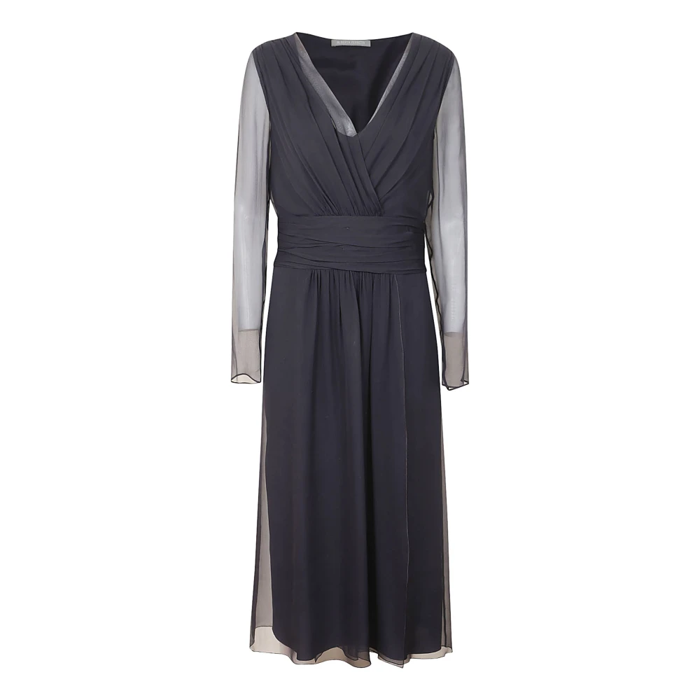 Alberta Ferretti Women's Blue Silk Chiffon Wrap Dress - Midi Dresses - Xl - Dresses