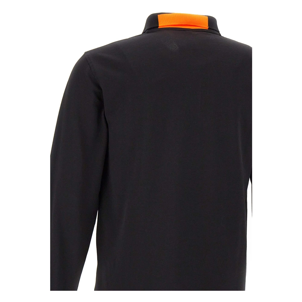 Sun68 Heren Zwarte Polo Shirt met Oranje Details Black Heren